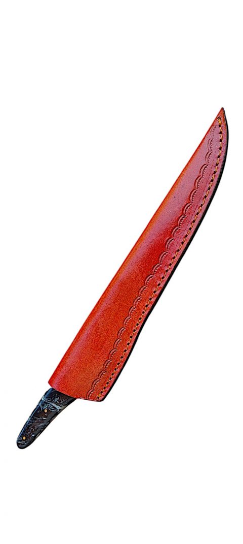 Handmade Flexible Fishing Fillet J2 Steel Knife, With Leather Sheath. Epoxy Resin slabs handle - Image 7