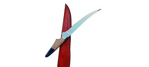 Handmade Flexible Fishing Fillet Knife J2 Steel, With Leather Sheath. Epoxy Resin slabs handle - Image 2
