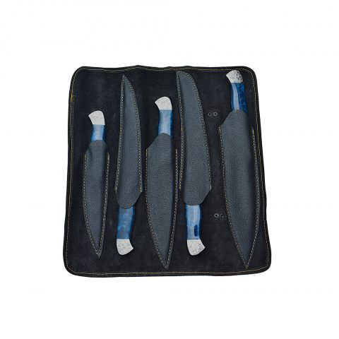 Ornate Bolster Culinary Knife Set (Blue Resin) - Image 7