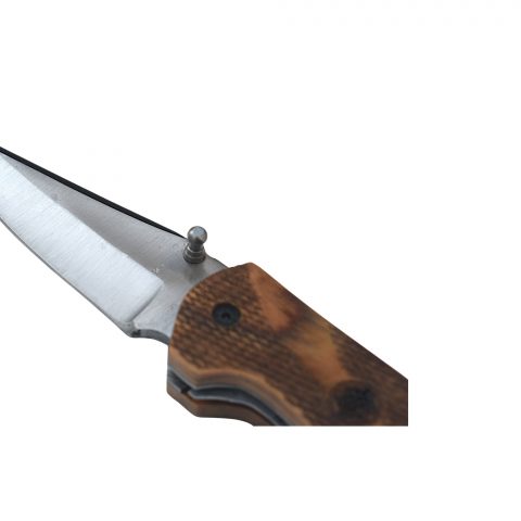 Artisan Folding Knife with Wood Grain Handle & Sheath - Image 6