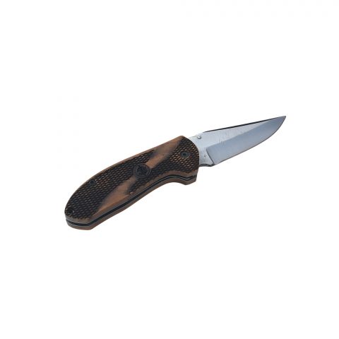 Artisan Folding Knife with Wood Grain Handle & Sheath - Image 5
