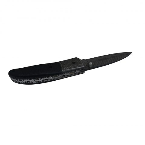 Artisan Micarta Handle Folding Knife With Leather Pouch - Image 4