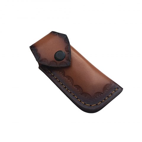 Artisan Micarta Handle Folding Knife With Leather Pouch - Image 8
